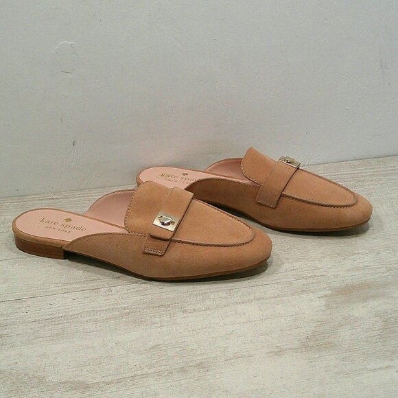 kate spade Baby Pink Nude with Gold Spade detail Catroux Slide Loafers Size 7 B - Picture 7 of 10